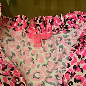 Pink Leopard Print Blouse Lilly Pulitzer